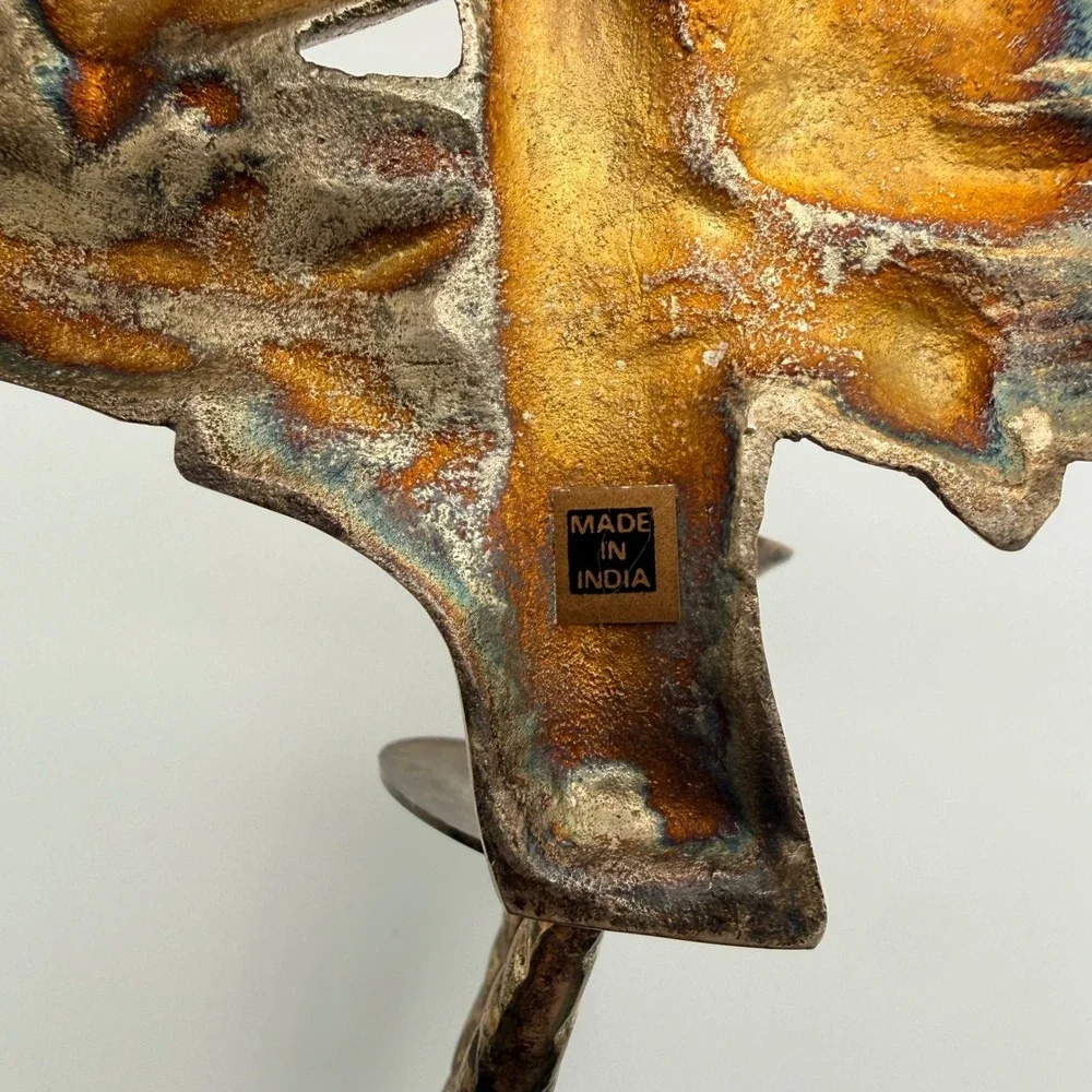 Vintage Silver-Tone Bird & Nest Wall Candle Sconces — Pair, Made in India